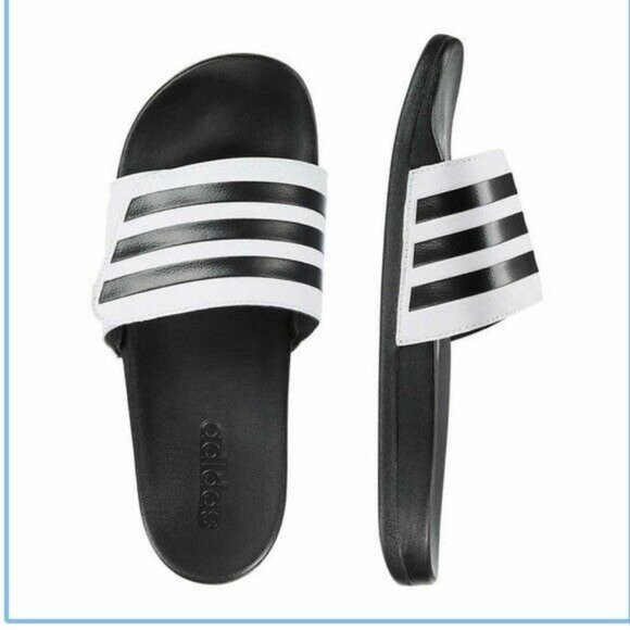 Adidas Adilette Unisex Slide Sandal White/Black Size Men 13 / Women 14 - Picture 3 of 7